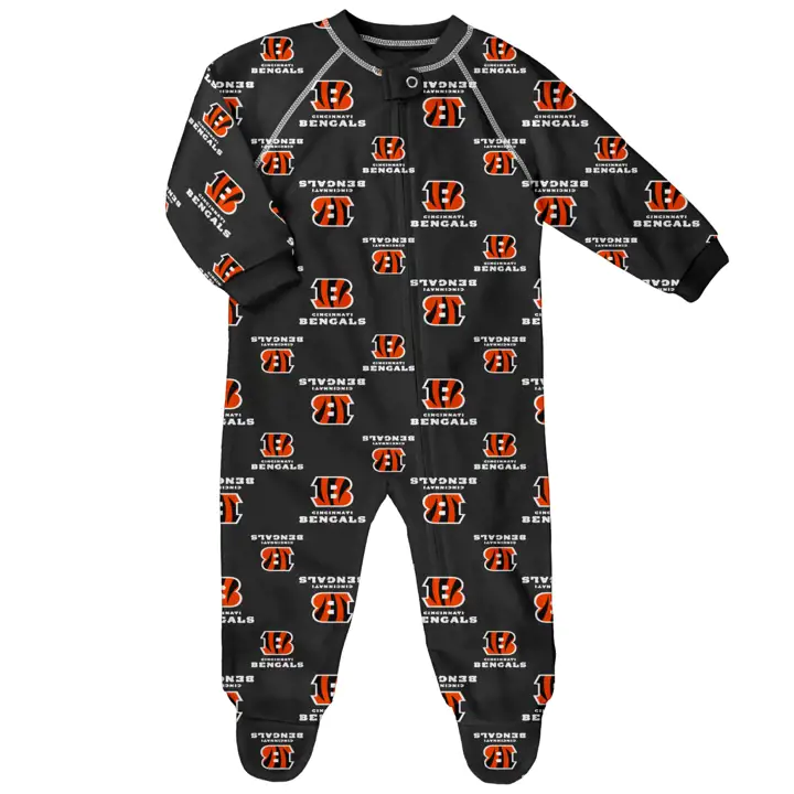 Grenouillère Cincinnati Bengals NFL nouveau-né à manches raglan NOIRE