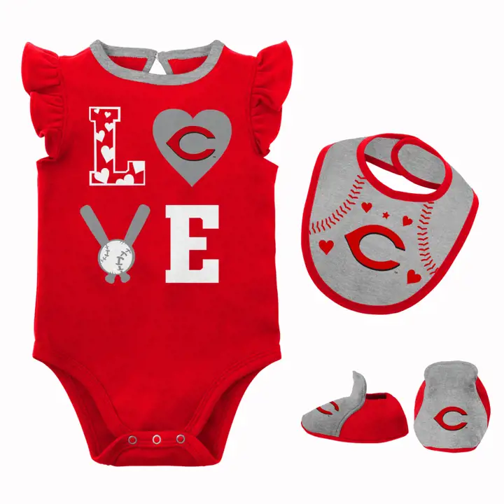 Ensemble bavoir et chaussons de baseball MLB des Reds de Cincinnati, rouge