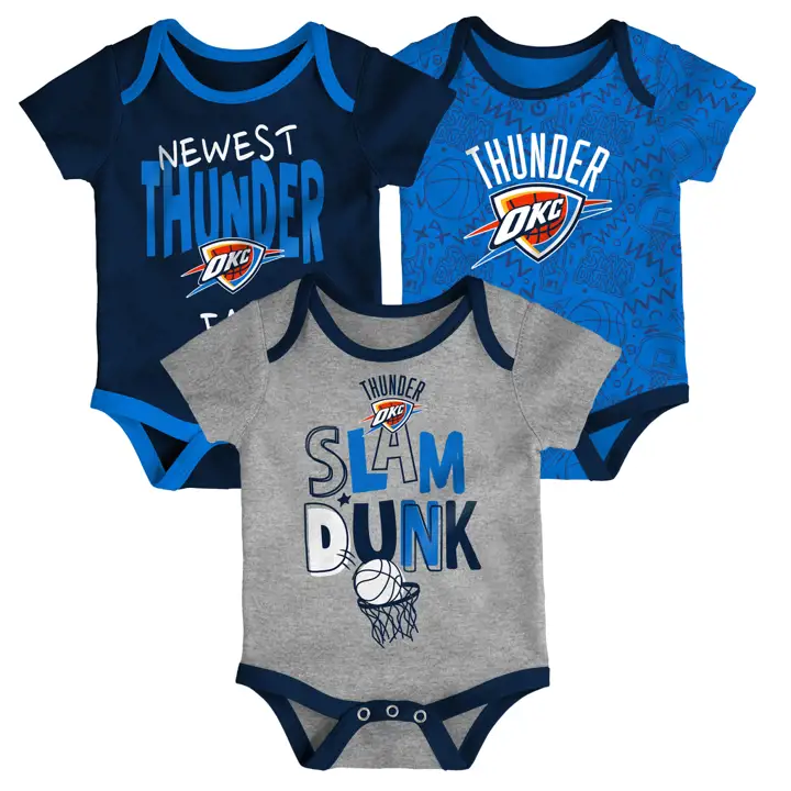 Lot de 3 pyjamas pour nouveau-né NBA Oklahoma City Thunder Slam Dunk, bleu