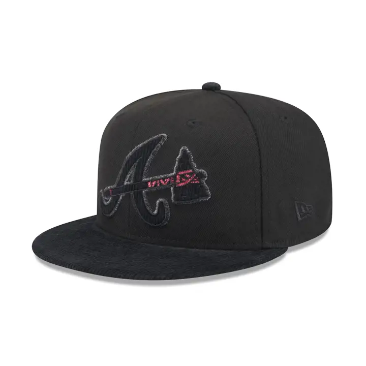 Casquette ajustée MLB 59FIFTY Blackout Pop des Braves d'Atlanta – Noir