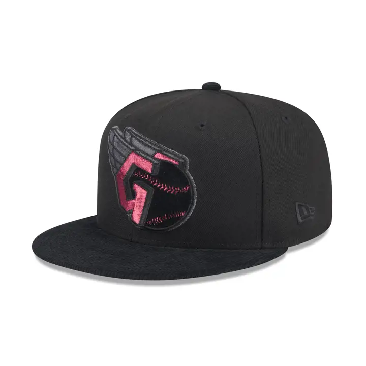CLEVELAND GUARDIANS MLB Casquette 59FIFTY Pop Noire Côtelée