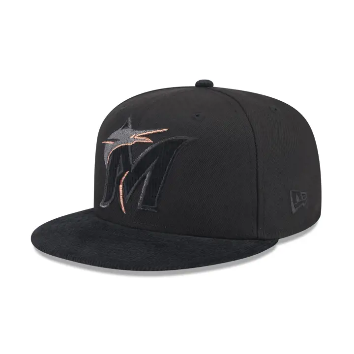 Casquette ajustée 59FIFTY MLB Miami Marlins Blackout Pop cordée noire
