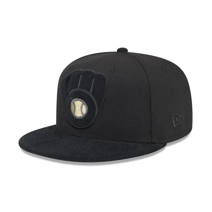 Casquette ajustée 59FIFTY MLB cordée Blackout Pop Milwaukee Brewers noire