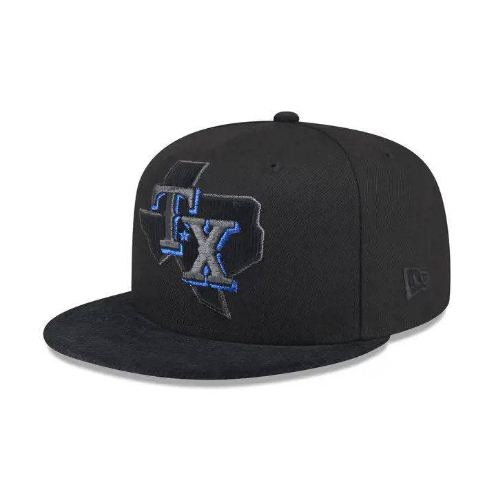 Casquette 59FIFTY MLB corduroy noire TEXAS RANGERS