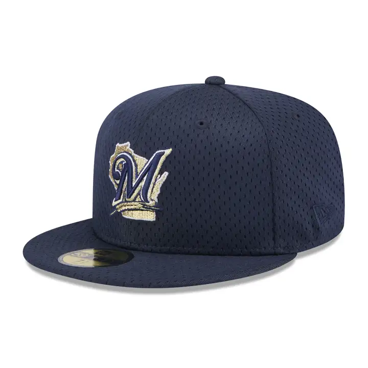 Casquette Milwaukee Brewers MLB TC BP Mesh 59FIFTY BLEU MARINE COUNTY STADIUM