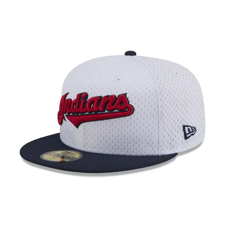 CLEVELAND INDIANS MLB Casquette 59FIFTY en maille BP blanche marine JACOBS
