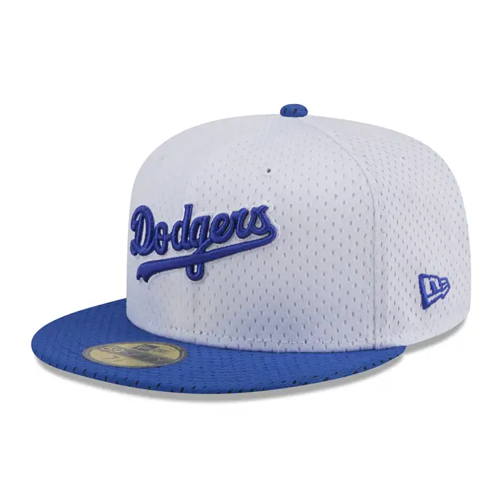 LOS ANGELES DODGERS MLB Casquette d'entraînement en maille 59FIFTY Blanche/Bleue 40e