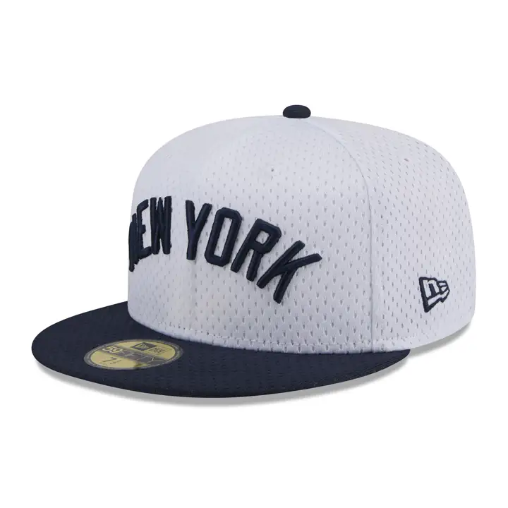 NEW YORK YANKEES MLB WHITE BP Mesh 59FIFTY WHT/NAVY 100ÈME AN