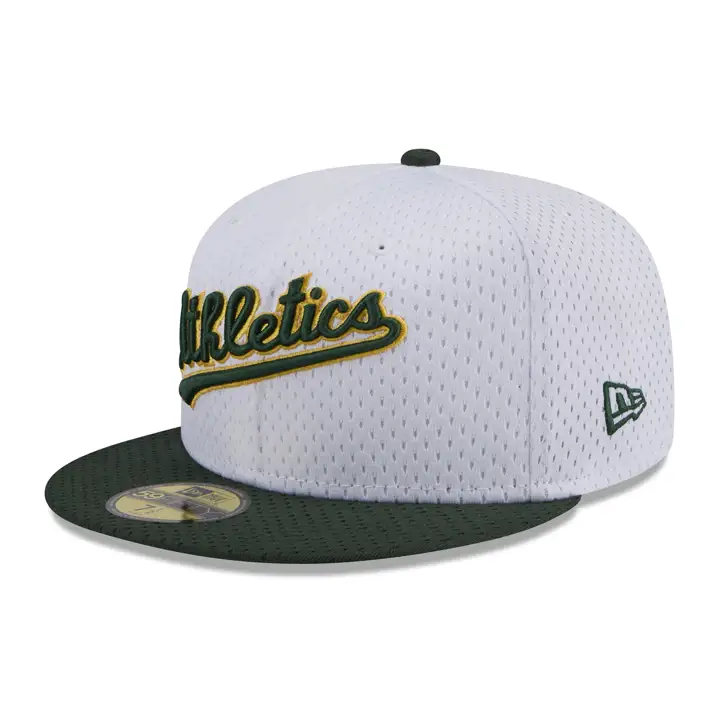 CASQUETTE OAKLAND ATHLETICS MLB BLANCHE BP Maille 59FIFTY BLA/VER 40E ANN