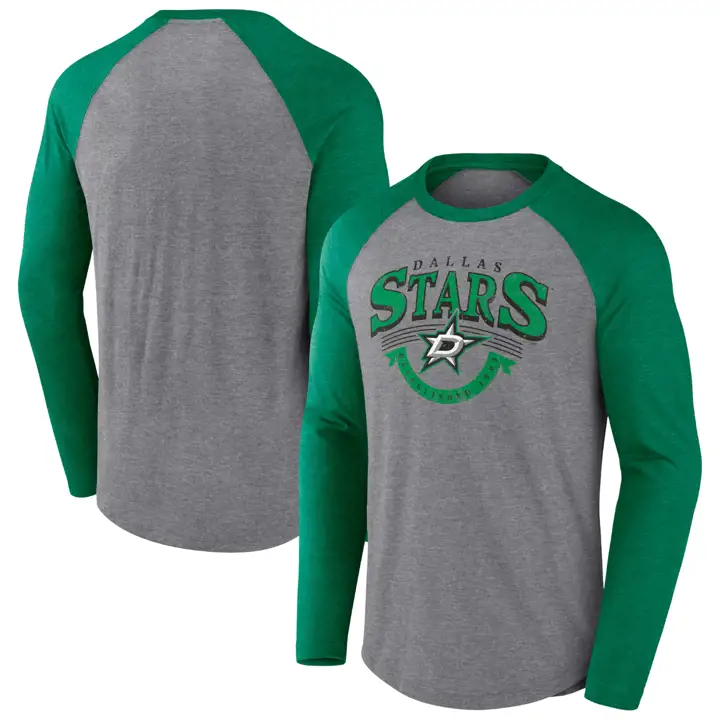 T-shirt à manches longues Raglan Logo vintage NHL Dallas Stars GRIS