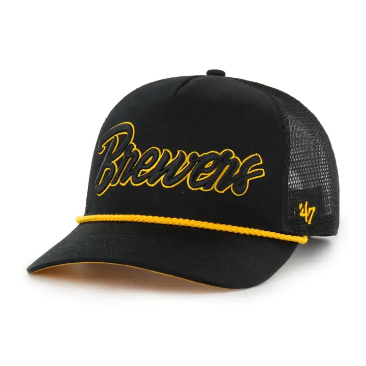 Milwaukee Brewers MLB BLK POP SCRIPT '47 ROPE HITCH BLK