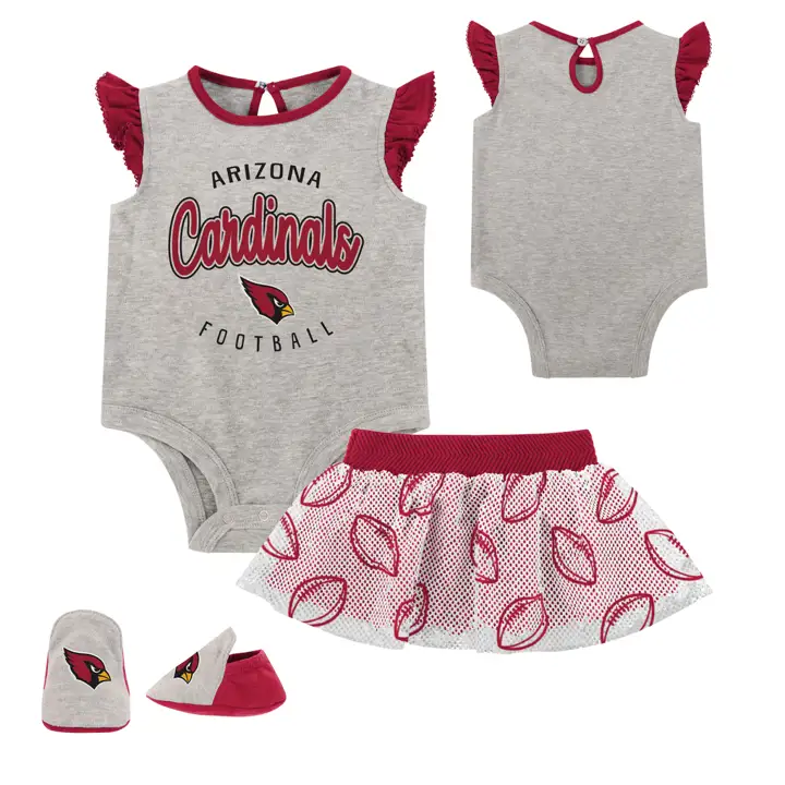 Ensemble bavoir et chaussons nouveau-né NFL Arizona Cardinals « Dolled Up » gris