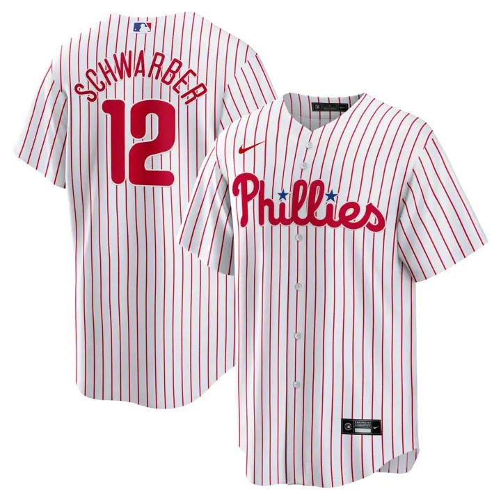 Maillot Réplique Officiel Joueur MLB Phillies Schwarber BLANC