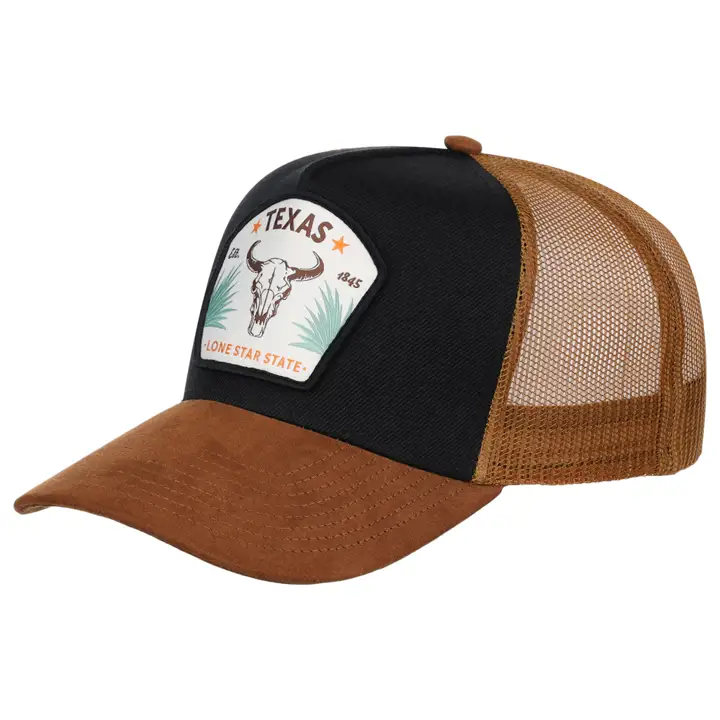 Casquette de camionneur bicolore Texas Local Patch, noir/marron