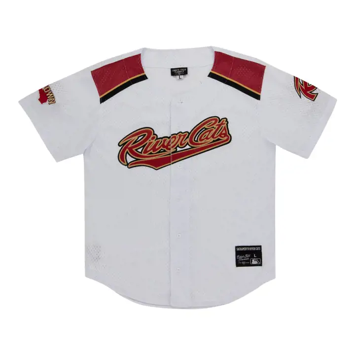 Sacramento River Cats EFF MiLB Button Down Jersey WHT/RED