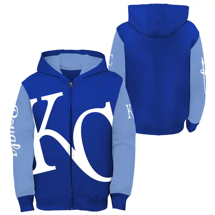 Kansas City Royals MLB Sweat à capuche FZ en carton mousse pour jeunes bleu