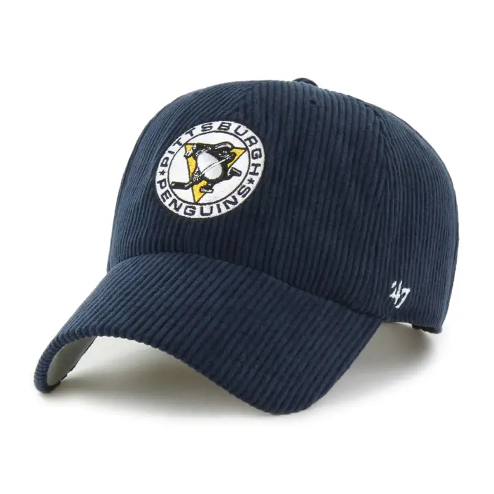 PITTSBURGH PENGUINS NHL CASQUETTE CORD 47 CLEAN UP Vintage BLEU MARINE