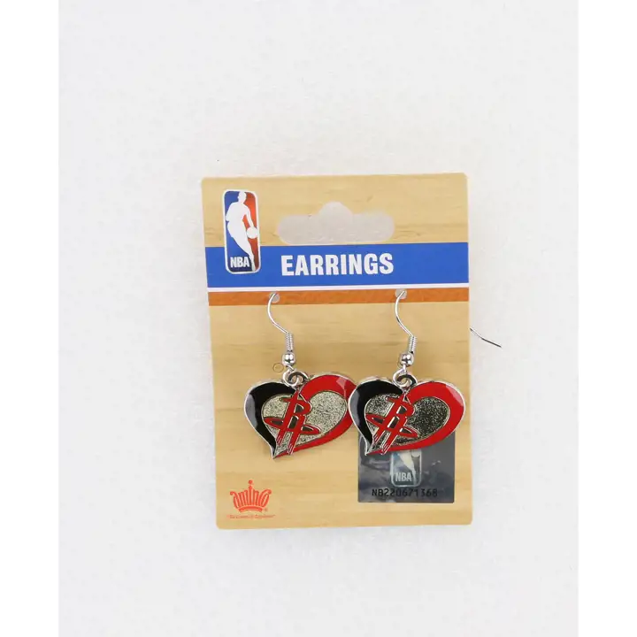 Boucles d'oreilles cœur tourbillonnant Houston Rockets