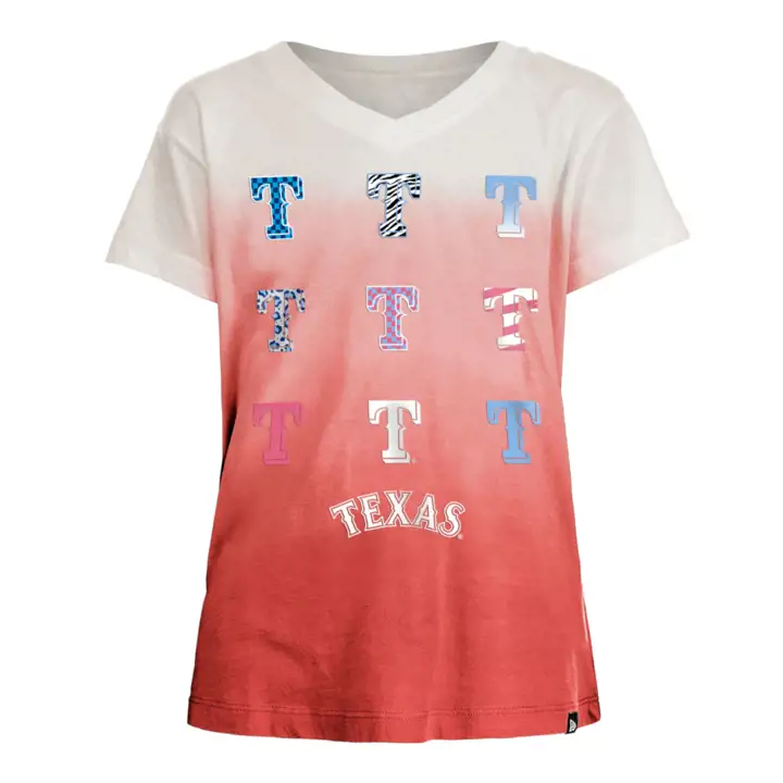 T-shirt dégradé de logo des Texas Rangers MLB pour jeune fille - Rouge