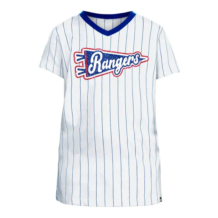 T-shirt à rayures fines TEXAS RANGERS MLB pour jeune WHT