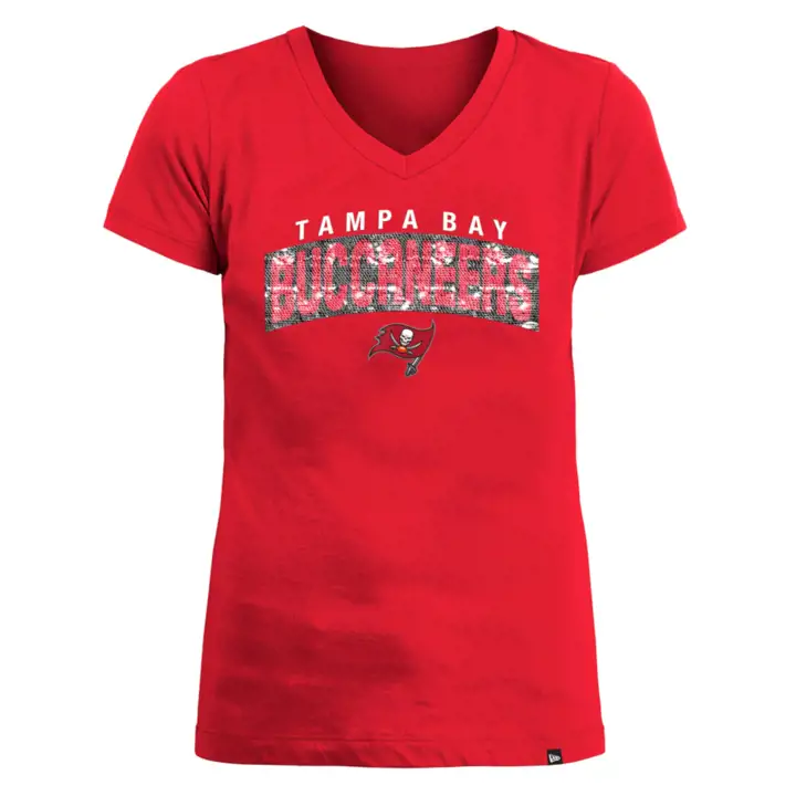 T-shirt à sequins avec logo fille enfant NFL Tampa Bay Buccaneers rouge
