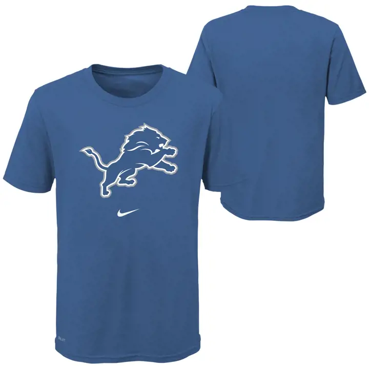 T-shirt bleu Dri-Fit logo principal Detroit Lions NFL pour jeune