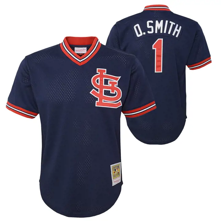 Maillot de baseball MLB en mesh M&N Auth BP pour jeune des St. Louis Cardinals Ozzie