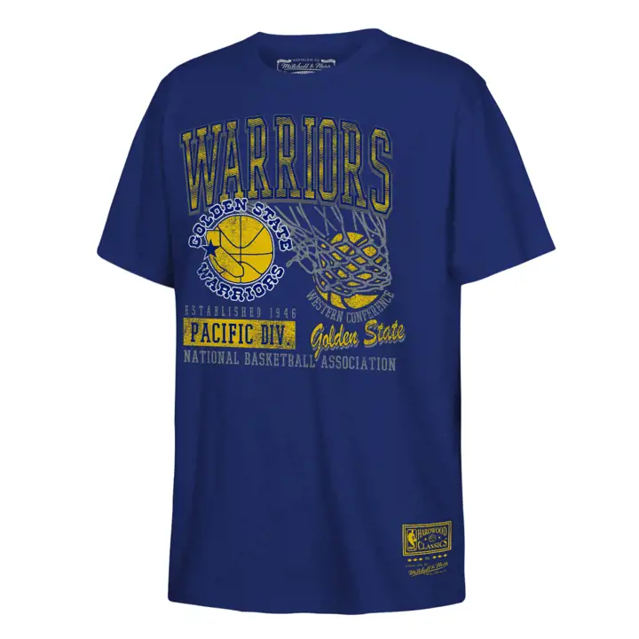 T-shirt Swoosh NBA Golden State Warriors Youth M&N BLEU