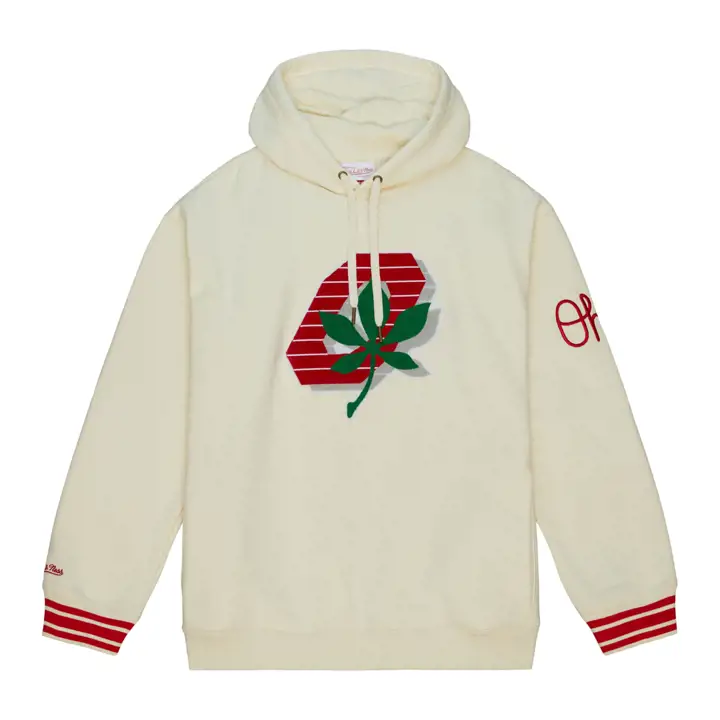 SWEAT À CAPUCHE RÉTRO LOURD BUCKEYES NCAA BRODERIE CHAÎNETTE 23 IVO