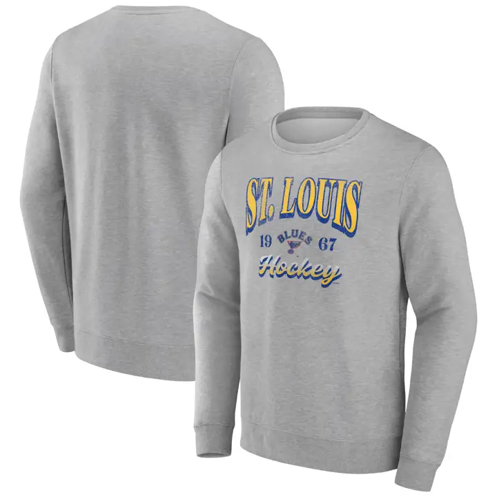 St. Louis Blues LNH Chandail Molleton Ras du Cou Logo Vintage GRIS