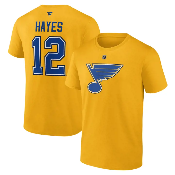 T-Shirt Authentique NHL Stack Nom et Numéro St. Louis Blues Jaune
