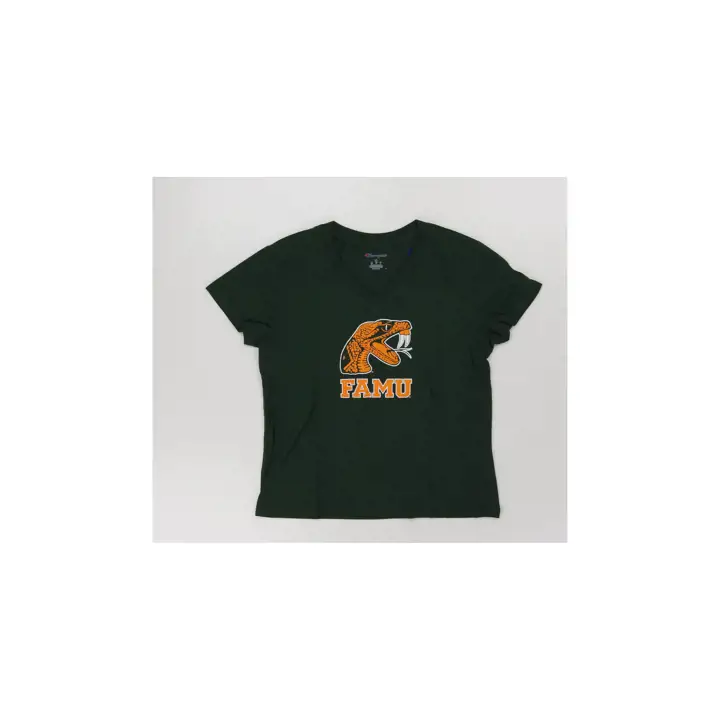 T-shirt vert à col en V pour femme Florida A&M Rattlers NCAA