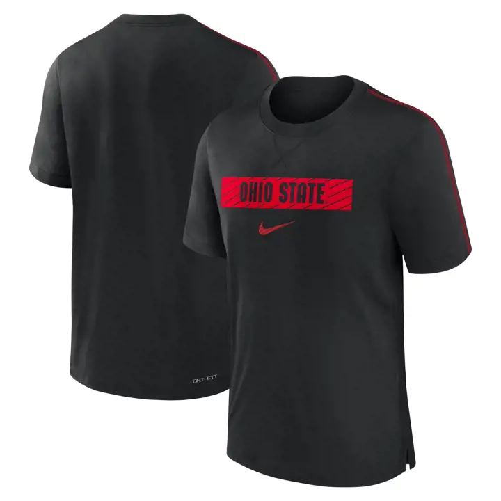 T-SHIRT OHIO STATE BUCKEYES NCAA DRI-FIT ÉQUIPE OFFICIELLE 24 NOIR/R