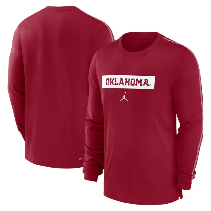 SOONERS NCAA DRIFIT TEAM ISSUE MANCHES LONGUES T-SHIRT 24 CRIM/BLC