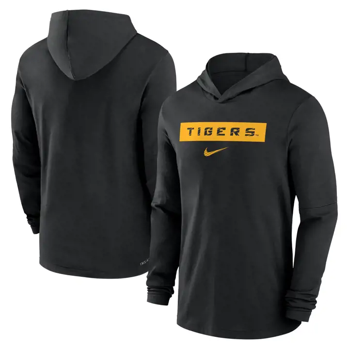 L.S.U. NCAA DRIFIT TEAM ISSUE SWEAT À CAPUCHE MANCHES LONGUES 24 NOIR