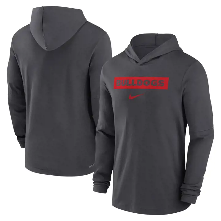 T-SHIRT À CAPUCHE MANCHES LONGUES EN TISSU TECHNIQUE BULLDOGS NCAA 24 Anthracite
