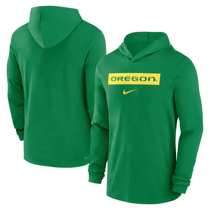 OREGON DUCKS NCAA T-SHIRT MANCHES LONGUES À CAPUCHE DRIFIT 24 VERT PROBLÈME D'ÉQUIPE