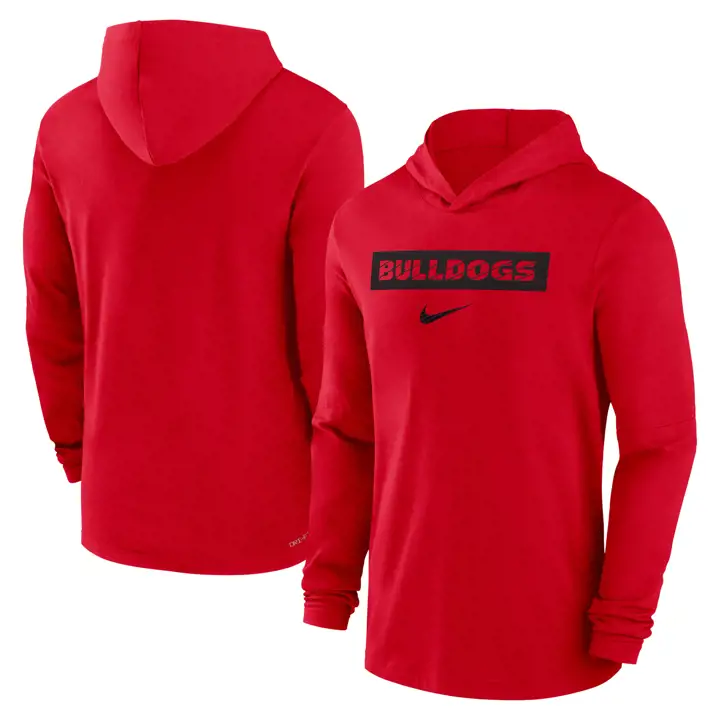 T-SHIRT À CAPUCHE MANCHES LONGUES NIKE DRI-FIT TEAM ISSUE BULLDOGS NCAA ROUGE 24