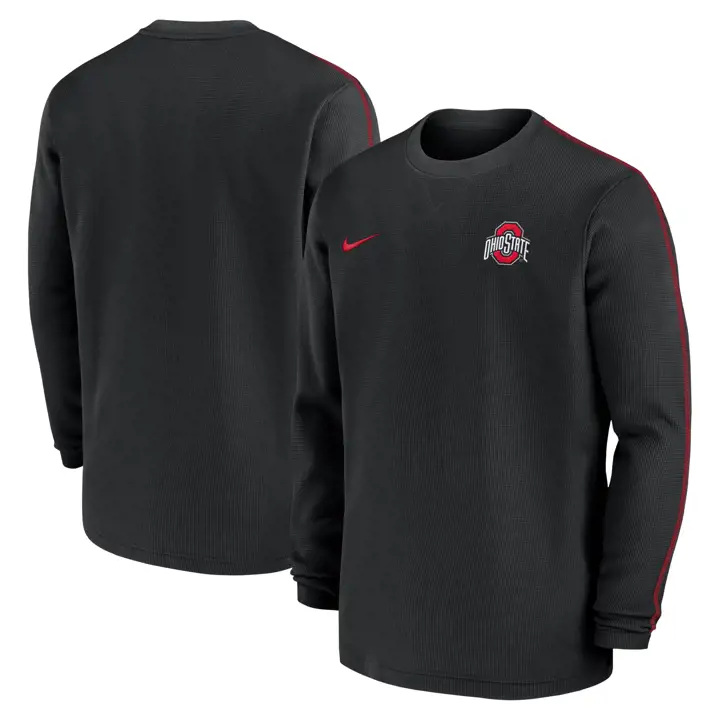 T-SHIRT À MANCHES LONGUES OHIO STATE BUCKEYES NCAA COACHES CREW 24 NOIR/ROUGE