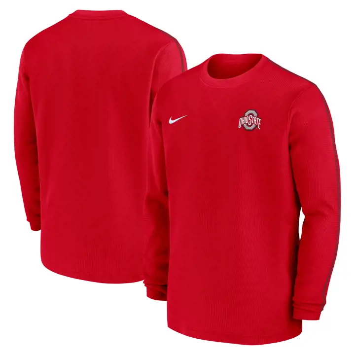 T-SHIRT MANCHES LONGUES DE L'ÉQUIPE ENTRAÎNEURS NCAA OHIO STATE BUCKEYES 24 ROUGE/NOIR