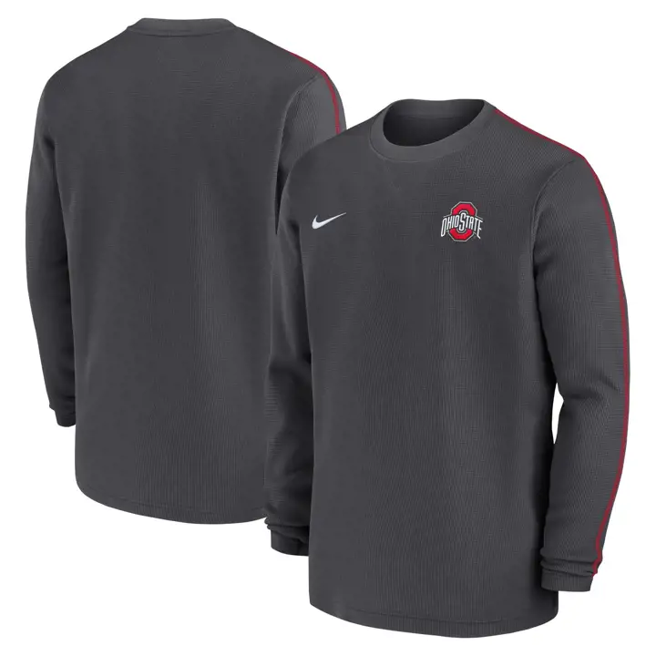 T-SHIRT À MANCHES LONGUES EN MOLLETON POUR ENTRAÎNEURS NCAA OHIO STATE BUCKEYES 24 Anthraci