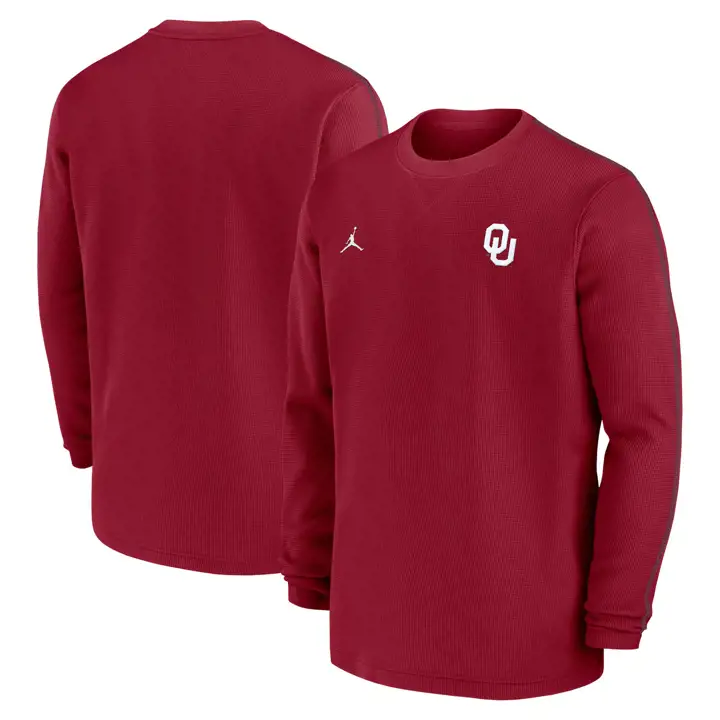 OKLAHOMA SOONERS NCAA COACHES CREW LS T-SHIRT 24 CRIM
