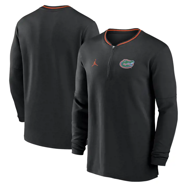 FLORIDA GATORS NCAA ENTRAÎNEURS HAUT MANCHES LONGUES 1/2 ZIP 24 NOI/ORA