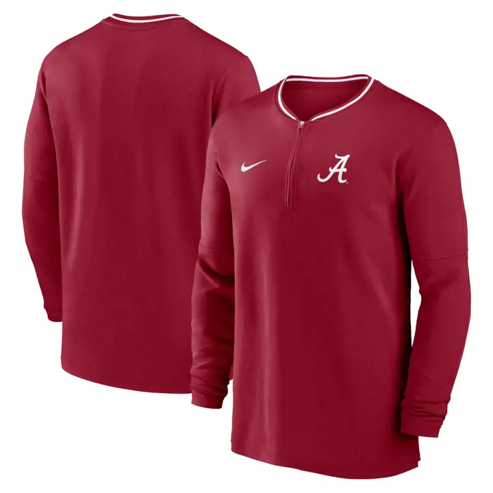 HAUT ZIPPÉ 1/2 MANCHES LONGUES ALABAMA CRIMSON TIDE NCAA ENTRAÎNEURS 24 CRIM/BLANC