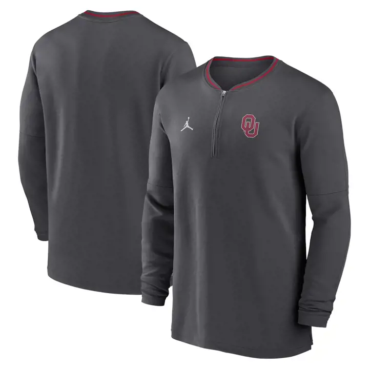 HAUT MANCHES LONGUES ENTRÂINEURS NCAA OKLAHOMA SOONERS 1/2 ZIP 24 Anthracite/C