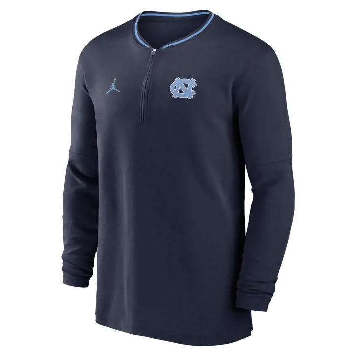 NORTH CAROLINA TAR HEELS NCAA ENTRAÎNEURS HAUT À COL MONTANT ET DEMI-FERMETURE ÉCLAIR MANCHES LONGUES 24 MARINE