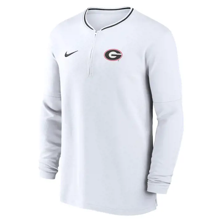 HAUT GEORGIA BULLDOGS NCAA EN POLAIRE 1/2 ZIP MANCHES LONGUES 24 BLANC/NOIR