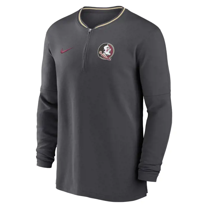 FLORIDA STATE SEMINOLES NCAA ENTRAÎNEURS HAUT À FERMETURE ÉCLAIR 1/2 MANCHES LONGUES 24 Anthr