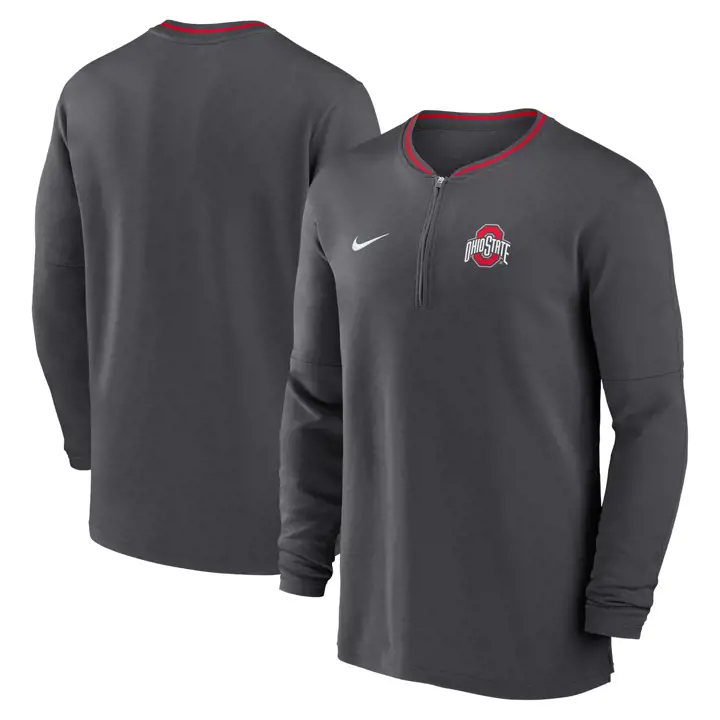 HAUT 1/2 ZIP MANCHES LONGUES ENTRAÎNEURS NCAA OHIO STATE BUCKEYES 24 Anthracite