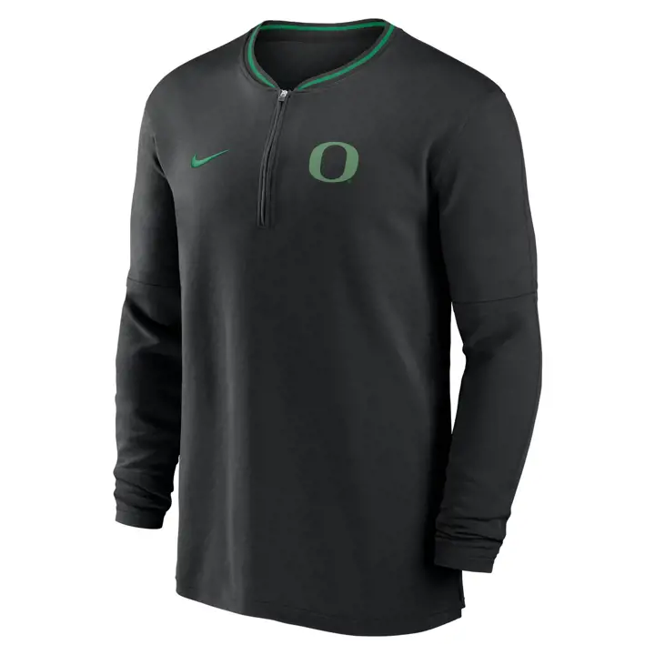 OREGON DUCKS NCAA COACHES 1/2 ZIP LS TOP 24 BLK/GRN